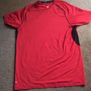 Red shirt with black strip shirt